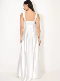 Sale La Modeuse Robe de cérémonie satinée et drapée Blanc