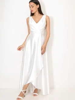 Sale La Modeuse Robe de cérémonie satinée et drapée Blanc