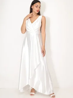 Sale La Modeuse Robe de cérémonie satinée et drapée Blanc
