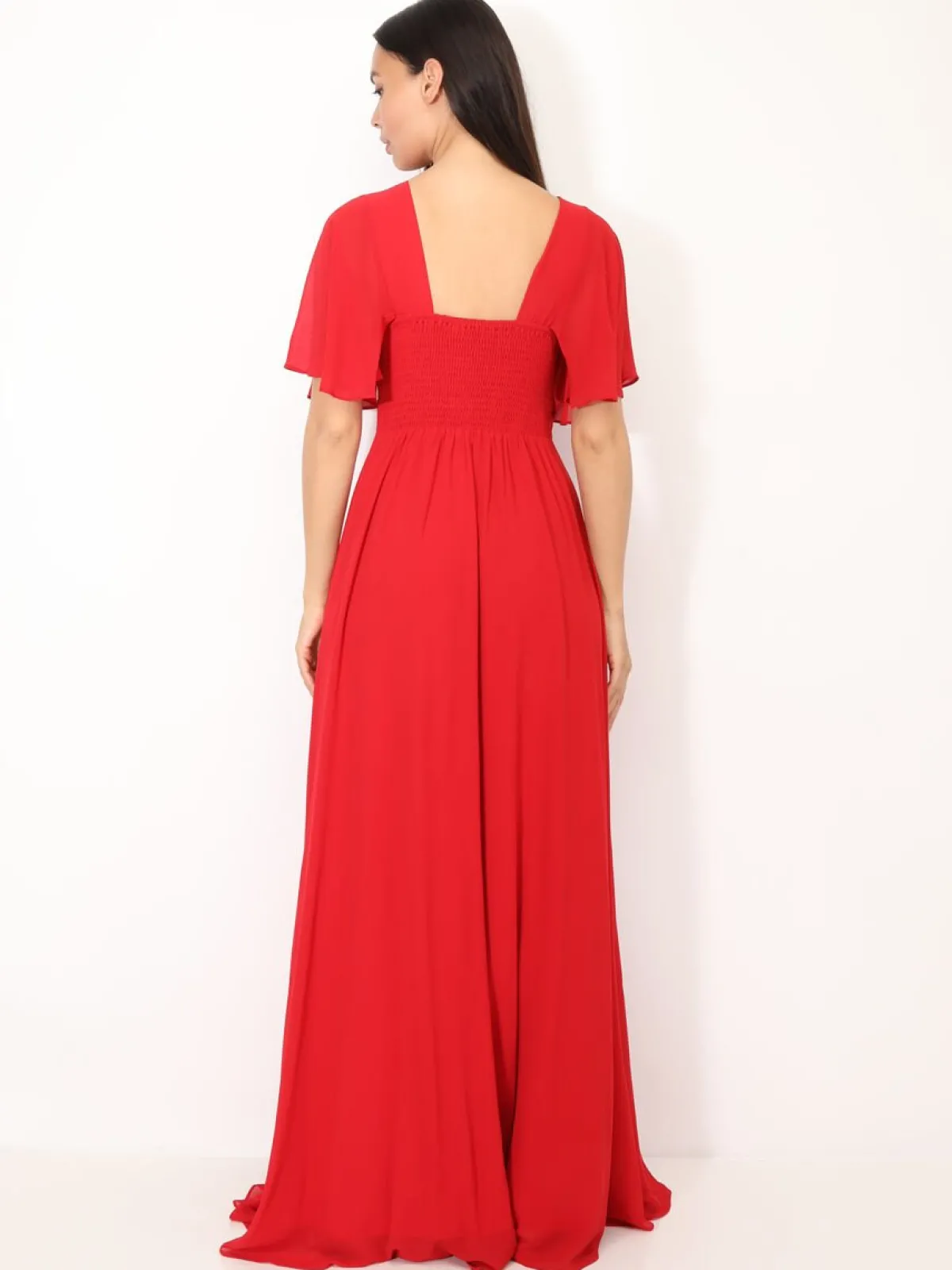 Online La Modeuse Robe de cérémonies à manches papillons Rouge