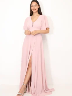 La Modeuse Robe de cérémonies à manches papillons VieuxRose
