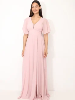 La Modeuse Robe de cérémonies à manches papillons VieuxRose