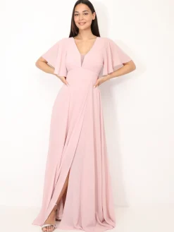 La Modeuse Robe de cérémonies à manches papillons VieuxRose