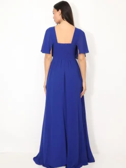 Hot La Modeuse Robe de cérémonies à manches papillons Bleu
