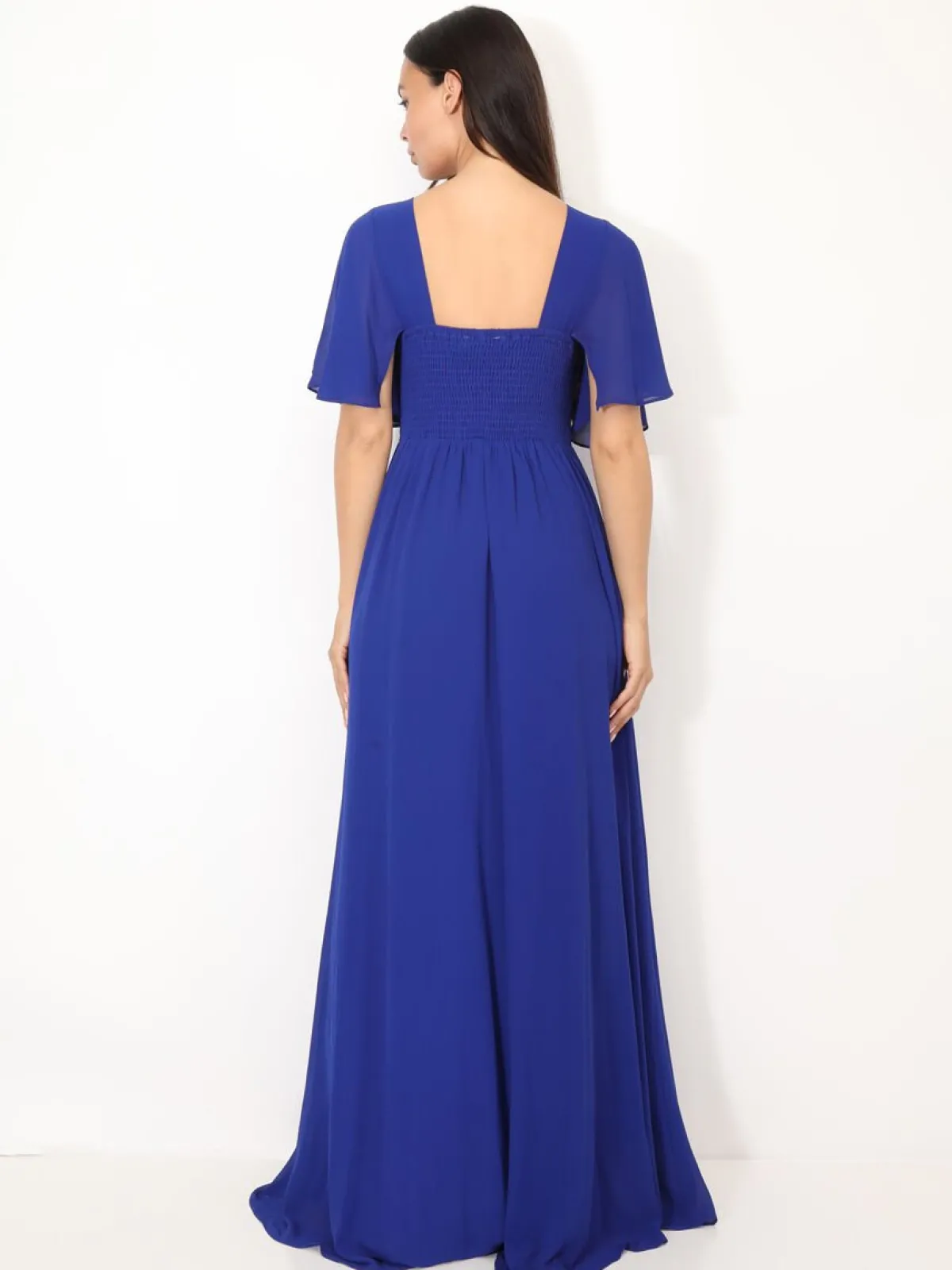 Hot La Modeuse Robe de cérémonies à manches papillons Bleu
