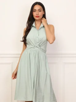 La Modeuse Robe dos-nu à col chemise Vertclair