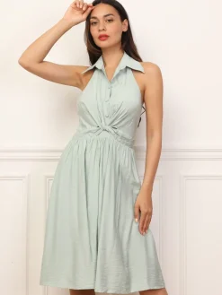 La Modeuse Robe dos-nu à col chemise Vertclair