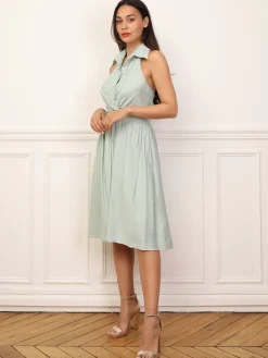 La Modeuse Robe dos-nu à col chemise Vertclair