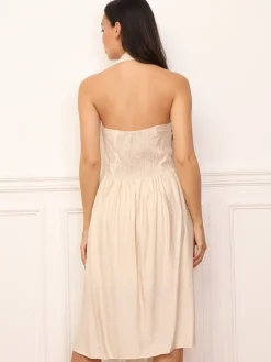 Outlet La Modeuse Robe dos-nu à col chemise Beige
