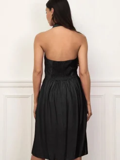 La Modeuse Robe dos-nu à col chemise Noir