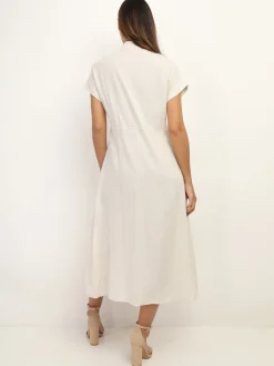 Online La Modeuse Robe en lin boutonnée à fente Beige