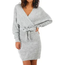Clearance La Modeuse Robe en maille grandes tailles Grisclair