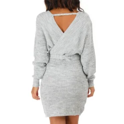 Clearance La Modeuse Robe en maille grandes tailles Grisclair