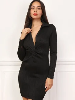 Best La Modeuse Robe en relief à col polo Noir