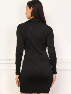 Best La Modeuse Robe en relief à col polo Noir