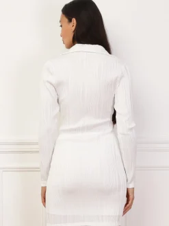 Online La Modeuse Robe en relief à col polo Blanc
