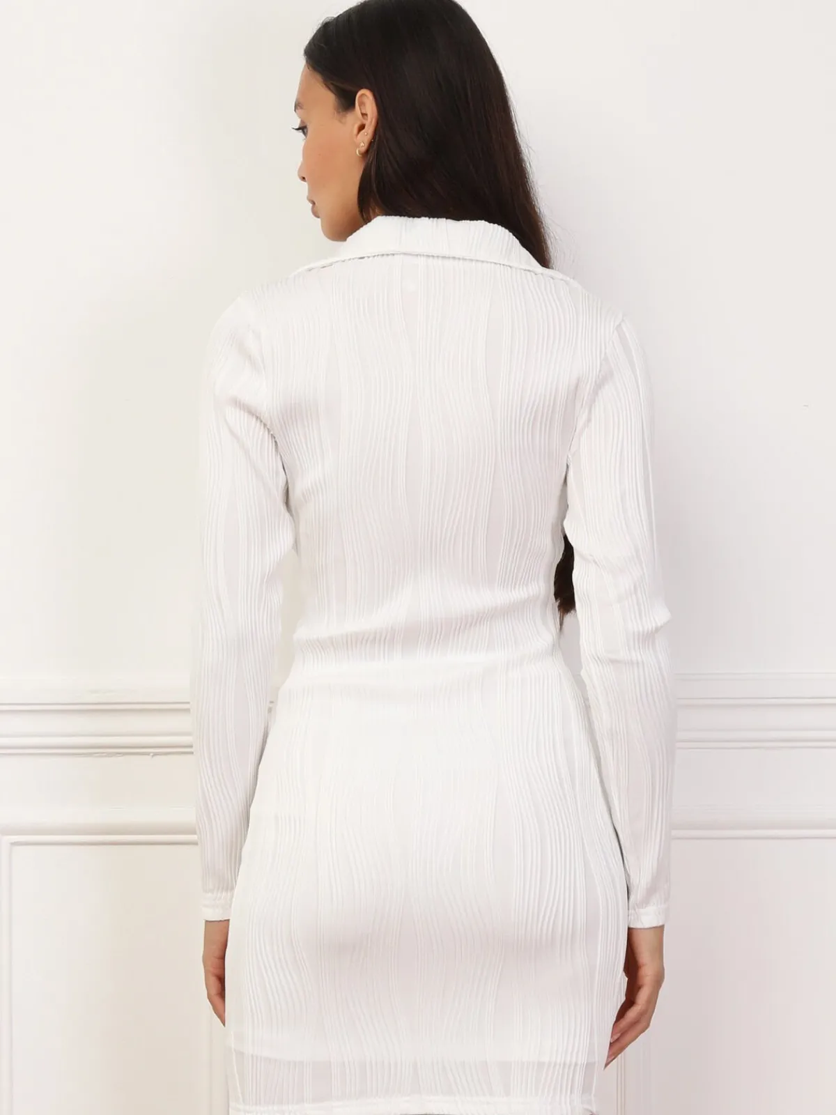 Online La Modeuse Robe en relief à col polo Blanc