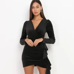 Best La Modeuse Robe en velours à volants Noir