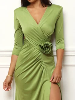 Online La Modeuse Robe fendue cut-out à fleur 3D Vertclair