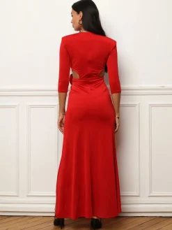 La Modeuse Robe fendue cut-out à fleur 3D Rouge