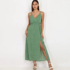 New La Modeuse Robe fluide à pois Vert