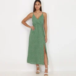 New La Modeuse Robe fluide à pois Vert