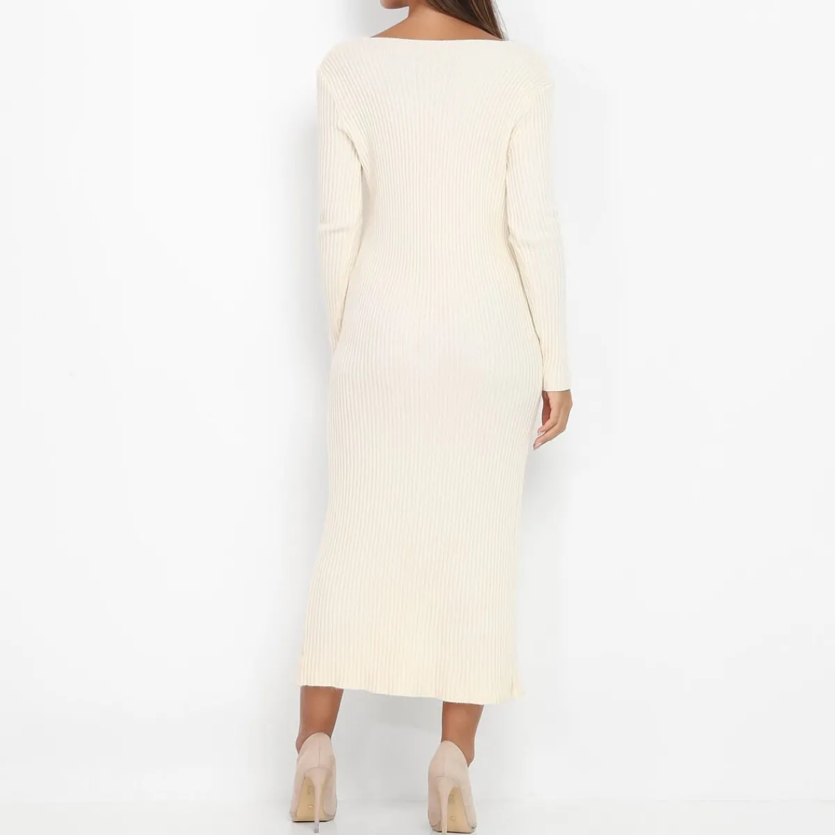 New La Modeuse Robe gilet à boutons Beige