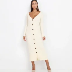 New La Modeuse Robe gilet à boutons Beige