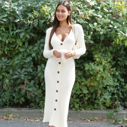 New La Modeuse Robe gilet à boutons Beige