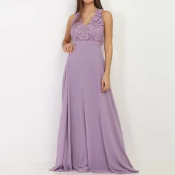 Best La Modeuse Robe longue à broderies fleuries Violetclair