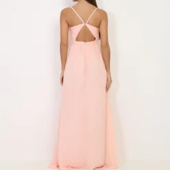 New La Modeuse Robe longue à décolleté drapé Rose