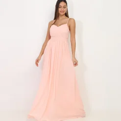 New La Modeuse Robe longue à décolleté drapé Rose