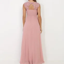 Outlet La Modeuse Robe longue à dentelle VieuxRose