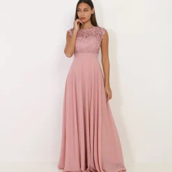 Outlet La Modeuse Robe longue à dentelle VieuxRose