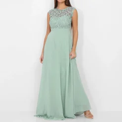 New La Modeuse Robe longue à dentelle Vertclair