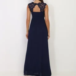 Clearance La Modeuse Robe longue à dentelle BleuMarine
