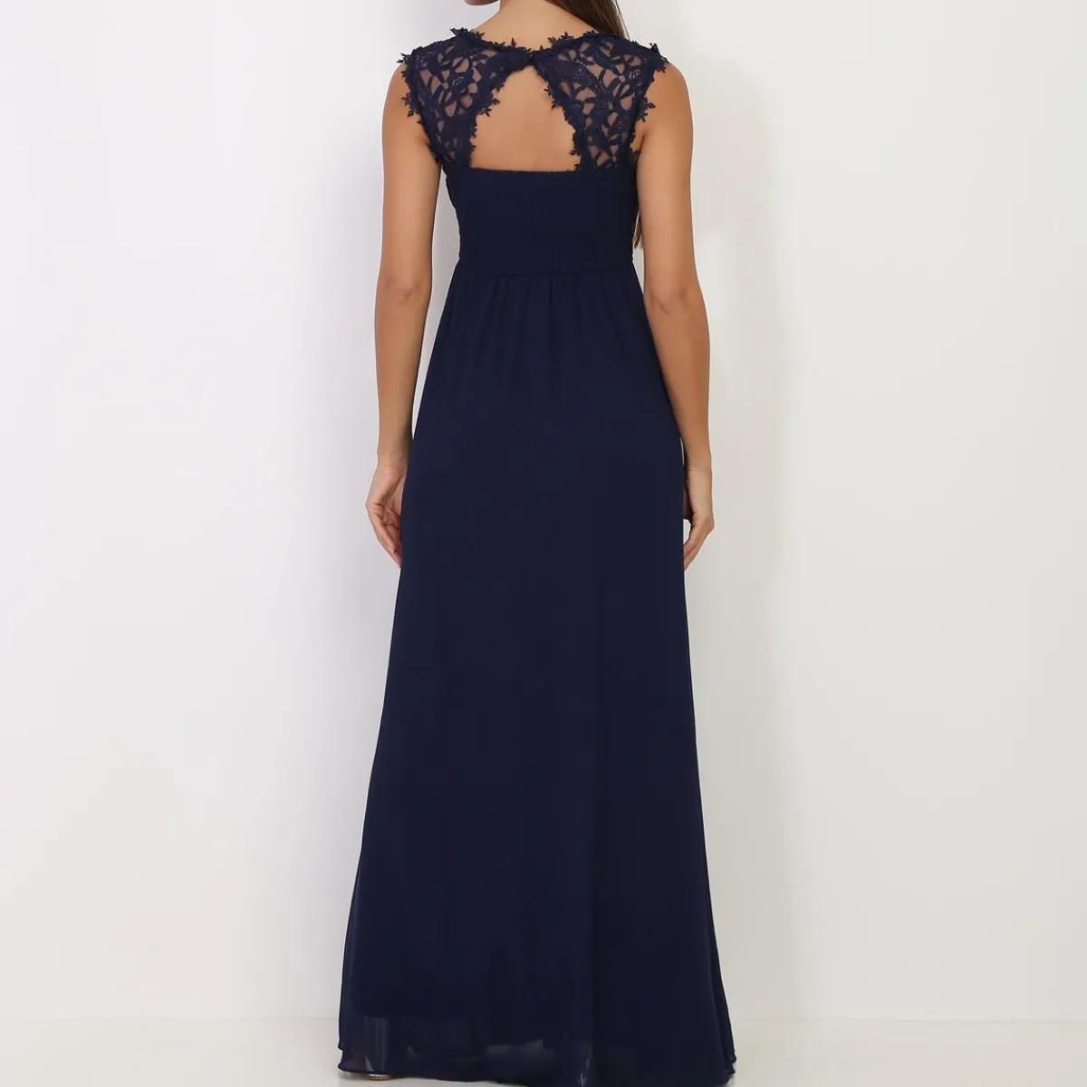 Clearance La Modeuse Robe longue à dentelle BleuMarine