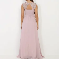 New La Modeuse Robe longue à dentelle Taupe