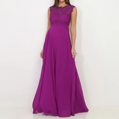 Hot La Modeuse Robe longue à dentelle Violet
