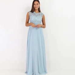 New La Modeuse Robe longue à dentelle Bleuciel