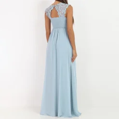 New La Modeuse Robe longue à dentelle Bleuciel