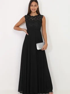 Best La Modeuse Robe longue à dentelle Noir