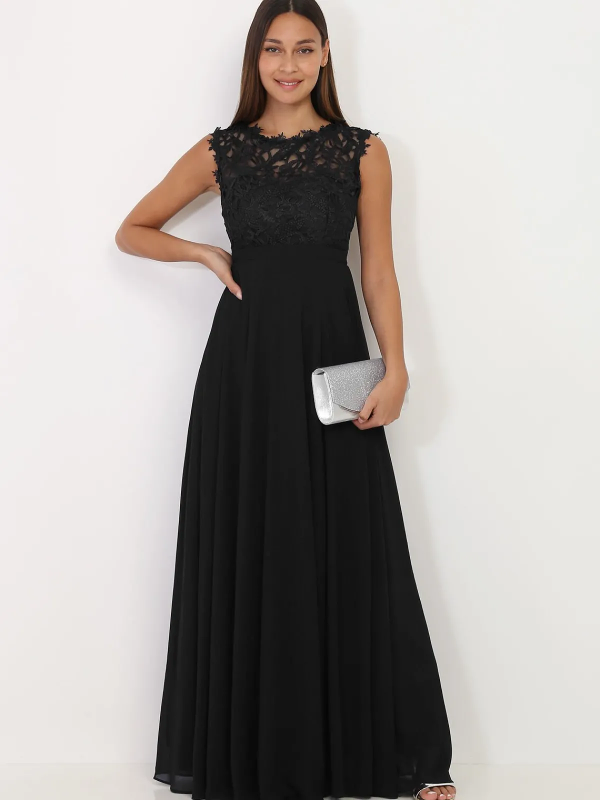 Best La Modeuse Robe longue à dentelle Noir