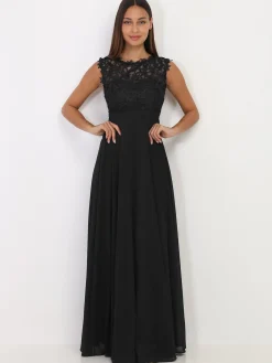 Best La Modeuse Robe longue à dentelle Noir