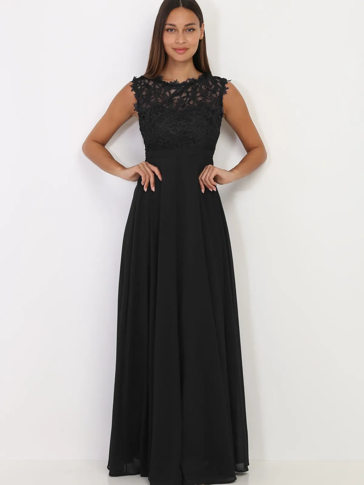 Best La Modeuse Robe longue à dentelle Noir
