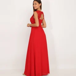 Online La Modeuse Robe longue à dentelle Rouge