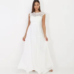 Online La Modeuse Robe longue à dentelle Blanc