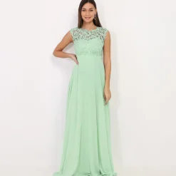 Clearance La Modeuse Robe longue à dentelle Vertmenthe