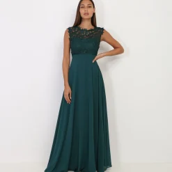 Clearance La Modeuse Robe longue à dentelle grandes tailles Vert