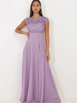 Hot La Modeuse Robe longue à dentelle grandes tailles. Violetclair